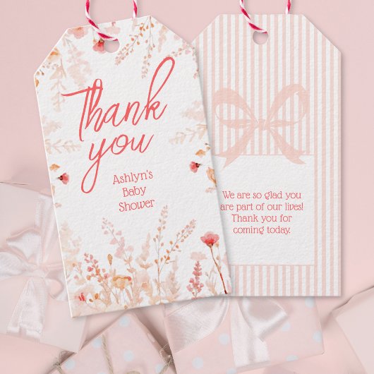 Boho Wildblumen-Baby-Party Danke Geschenk Geschenkanhänger