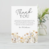 Boho-Wildblumen-Baby-Party Dankeskarte (Stehend Vorderseite)