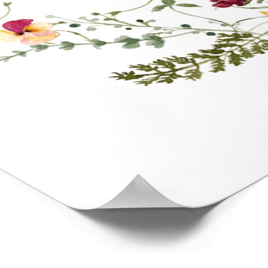 Boho Wildblumen Babydusche Begrüßungszeichen Poster (Ecke)