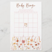 Boho Wildblumen Babydusche Bingo Game (Vorderseite)