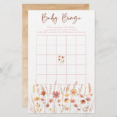 Boho Wildblumen Babydusche Bingo Game (Vorne/Hinten)
