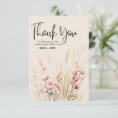 Boho Wildblumen Babydusche Danke Karte (Stehend Vorderseite)