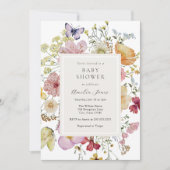 Boho Wildblumen Babydusche Einladung (Vorderseite)
