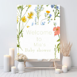 Boho Wildblumen Babydusche Poster
