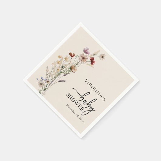 Boho Wildblumen Babydusche Serviette (Ecke)