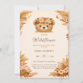 Boho Wildblumen Bär Herbst Pampasgras Einladung (Vorderseite)