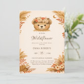 Boho Wildblumen Bär Herbst Pampasgras Einladung (Stehend Vorderseite)