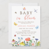 Boho Wildblumen Bee Baby Shower Einladung (Vorderseite)