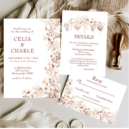 Boho Wildblumen Begleitkarte