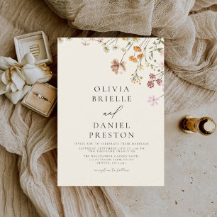 Boho-Wildblumen-Beige-Gartenhochzeit Einladung