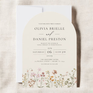 Boho-Wildblumen-Beige-Gartenhochzeit Einladung