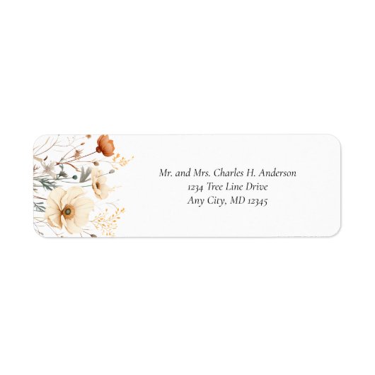 Boho Wildblumen Beige Terracotta Hochzeit Rückkehr (Vorne)