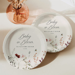 Boho-Wildblumen-Bienen-Blumen-Baby-Party Pappteller
