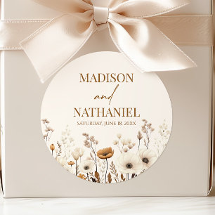 Boho-Wildblumen-Blumen-Blumen-Garten-Hochzeit Runder Aufkleber