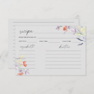 Boho Wildblumen Blumenkochkarte