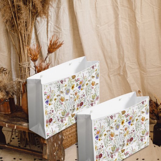 Boho-Wildblumen-Blumenmuster Große Geschenktüte