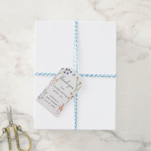 Boho-Wildblumen-Blumenrahmen-Baby-Shower-Dankeschö Geschenkanhänger