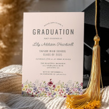 Boho Wildblumen Blush Pink Graduation Party
