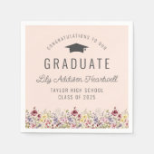 Boho Wildblumen Blush Pink Graduation Party Serviette (Vorderseite)