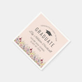 Boho Wildblumen Blush Pink Graduation Party Serviette (Ecke)