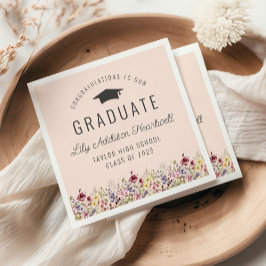 Boho Wildblumen Blush Pink Graduation Party Serviette