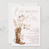 Boho Wildblumen Boots Brunch Bubbly Brautparty Einladung (Vorderseite)
