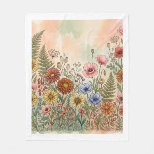 Boho-Wildblumen-Botanik-Muster-Fleece-Decke Fleecedecke