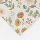 Boho-Wildblumen-Botanisches-Blumen-Erdtöne Fleecedecke (Ecke)