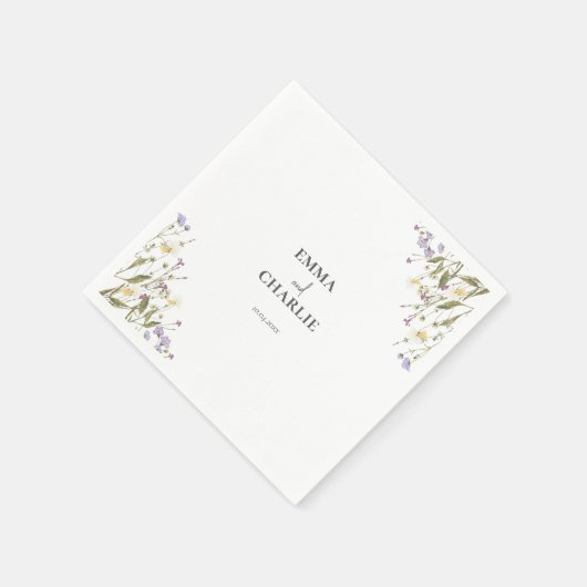 Boho Wildblumen Botanisches Hochzeitspapier Napkin Serviette (Ecke)