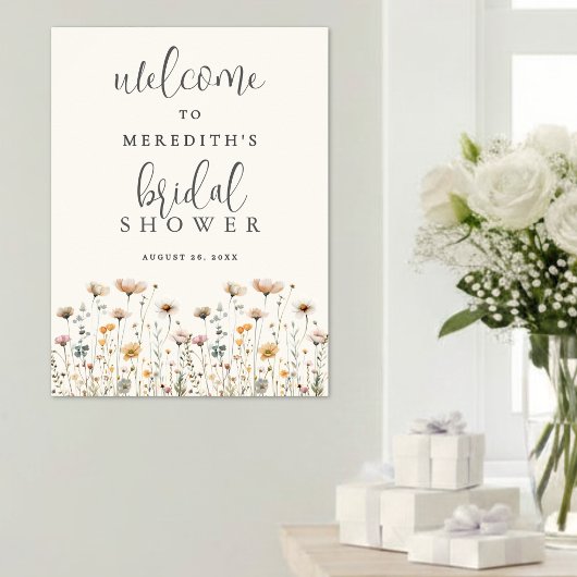 Boho-Wildblumen-Braut- Dusche Poster