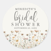 Boho-Wildblumen-Braut- Dusche Runder Aufkleber (Vorderseite)