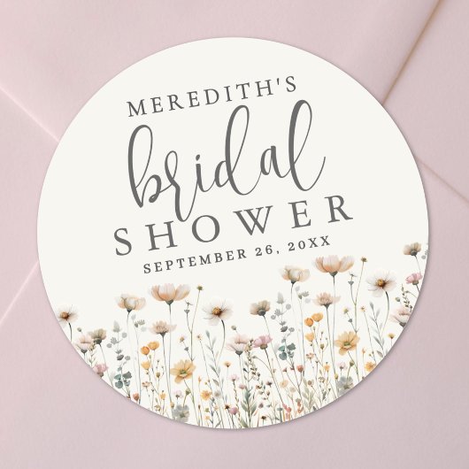 Boho-Wildblumen-Braut- Dusche Runder Aufkleber