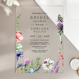 Boho-Wildblumen-Brautjungfernparty Acryleinladungen