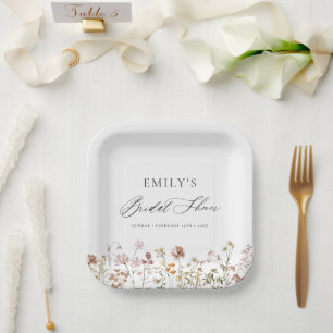 Boho-Wildblumen-Brautjungfernparty-Garten-Skript Pappteller