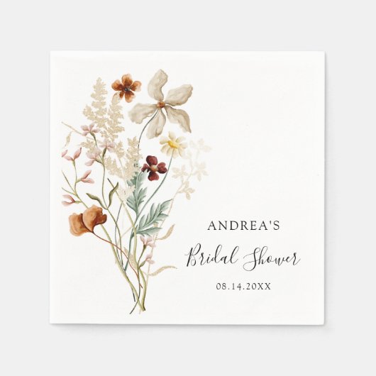 Boho-Wildblumen-Brautjunggesellinnenabschied Serviette (Vorderseite)