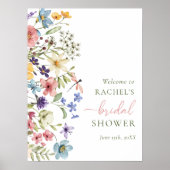 Boho Wildblumen Brautparty Begrüßungszeichen Poster (Vorne)
