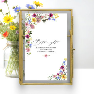 Boho-Wildblumen-Brautparty-Date-Night-Glas-Schild Poster