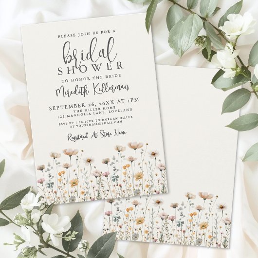 Boho-Wildblumen-Brautparty Einladung