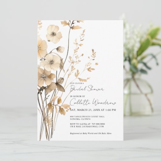 Boho Wildblumen Brautparty Einladung (Stehend Vorderseite)