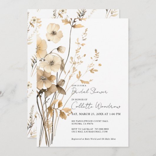 Boho Wildblumen Brautparty Einladung (Vorne/Hinten)