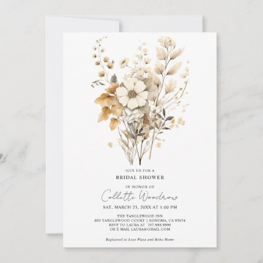 Boho Wildblumen Brautparty Einladung (Vorderseite)