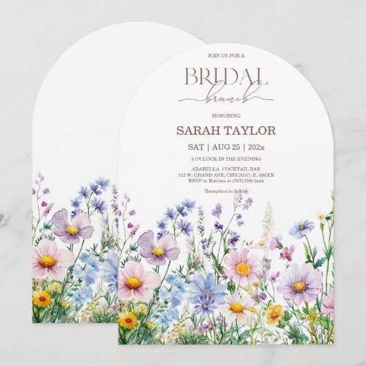 Boho-Wildblumen-Brautparty-Vorlage Einladung (Vorne/Hinten)