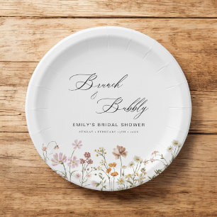 Boho Wildblumen-Brunch & Sekt Brautparty Pappteller