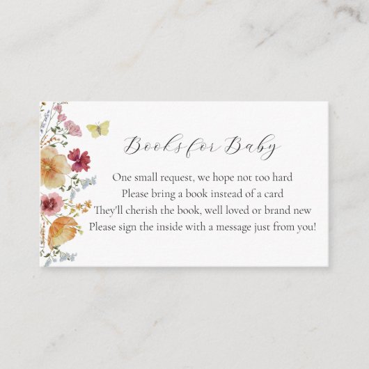 Boho Wildblumen Bücher für Baby Begleitkarte (Vorderseite)