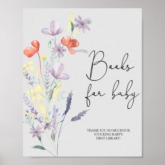 Boho Wildblumen - Bücher für das Baby Poster (Vorne)