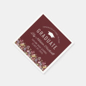 Boho Wildblumen Burgundy Graduation Party Serviette (Ecke)