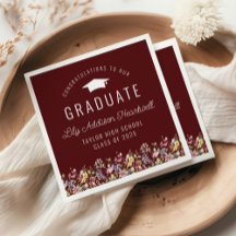 Boho Wildblumen Burgundy Graduation Party