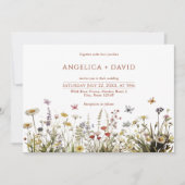Boho Wildblumen Butterflies Einladung Hochzeit (Vorderseite)