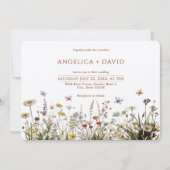 Boho Wildblumen Butterflies Einladung Hochzeit (Vorderseite)