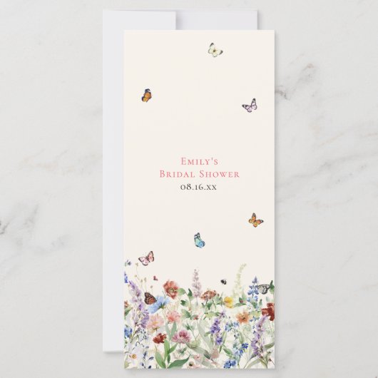 Boho Wildblumen & Butterfys Menü (Rückseite)